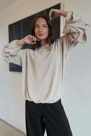 Stella Micro Stud Ruffle Blouse Stone